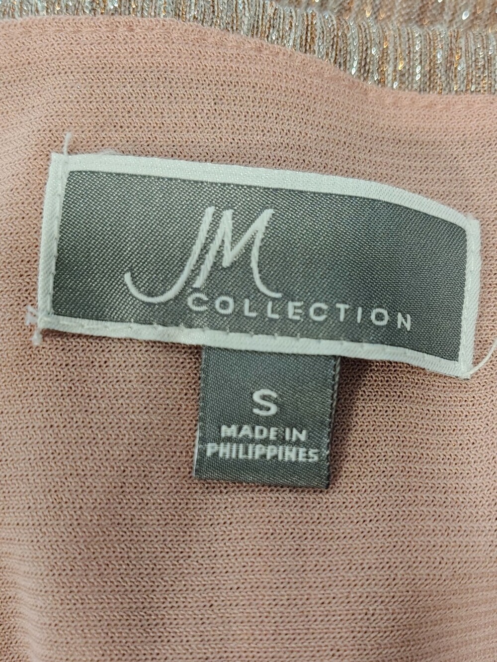 JM Collection Metallic Blush Pink Shimmer Top S Long Sleeve Delicate Feminine - Picture 6 of 7